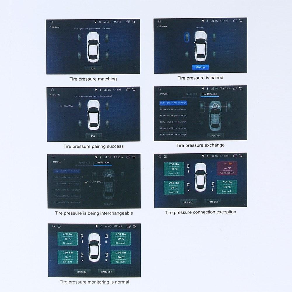 Tire Pressure Monitoring System For Android Navigation with 4 External Sensors Real-time Display