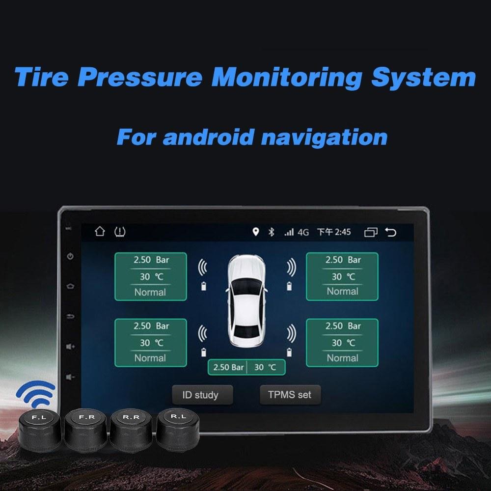 Tire Pressure Monitoring System For Android Navigation with 4 External Sensors Real-time Display