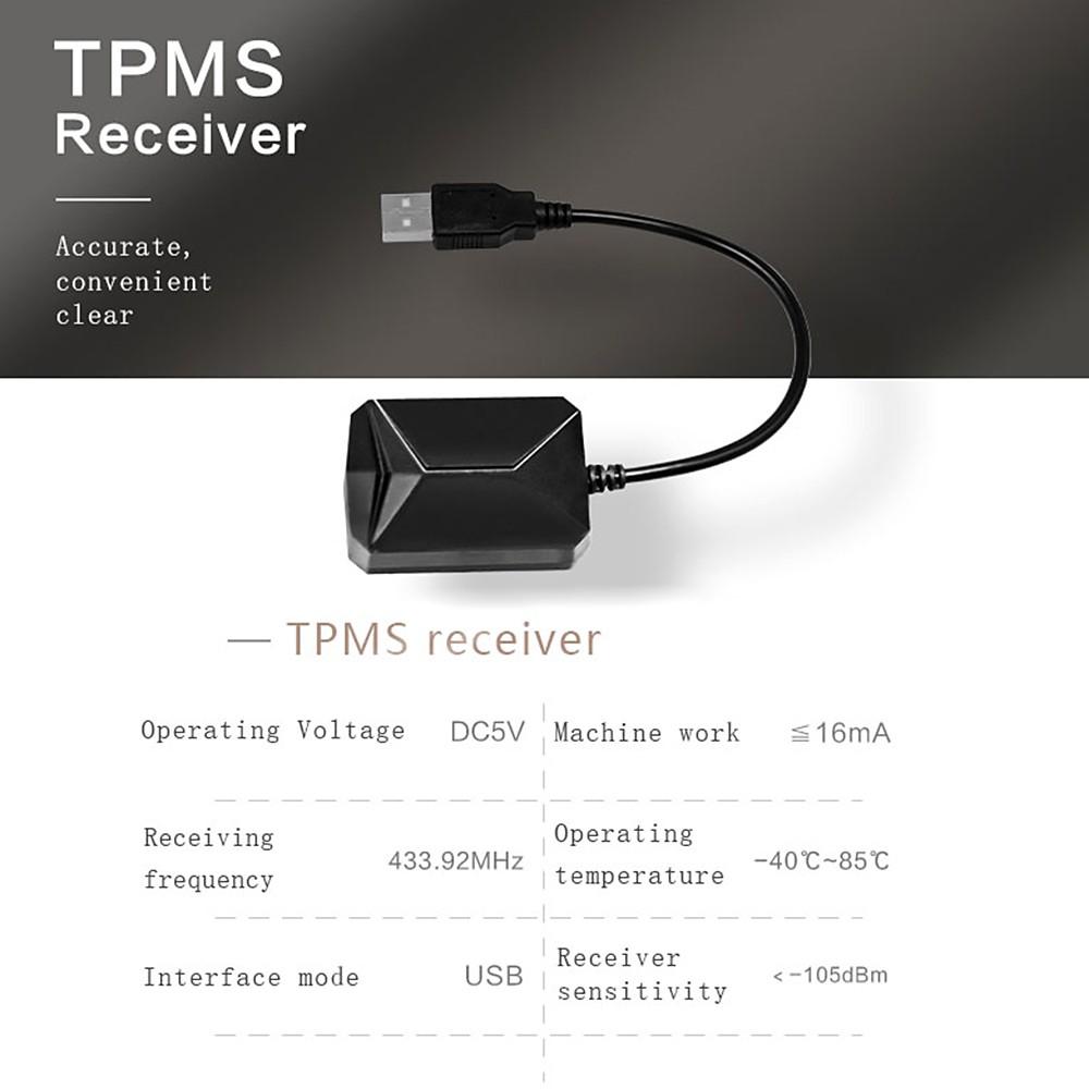 USB Car TPMS Tire Pressure Monitor Alarm System Wireless Transmission