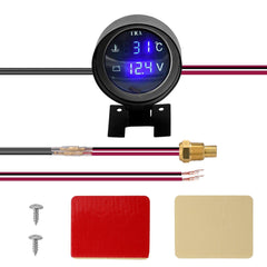 Round LED Digital Car Truck Water Temp Gauge Temperature Sensor Moto + Voltmeter 2 in 1