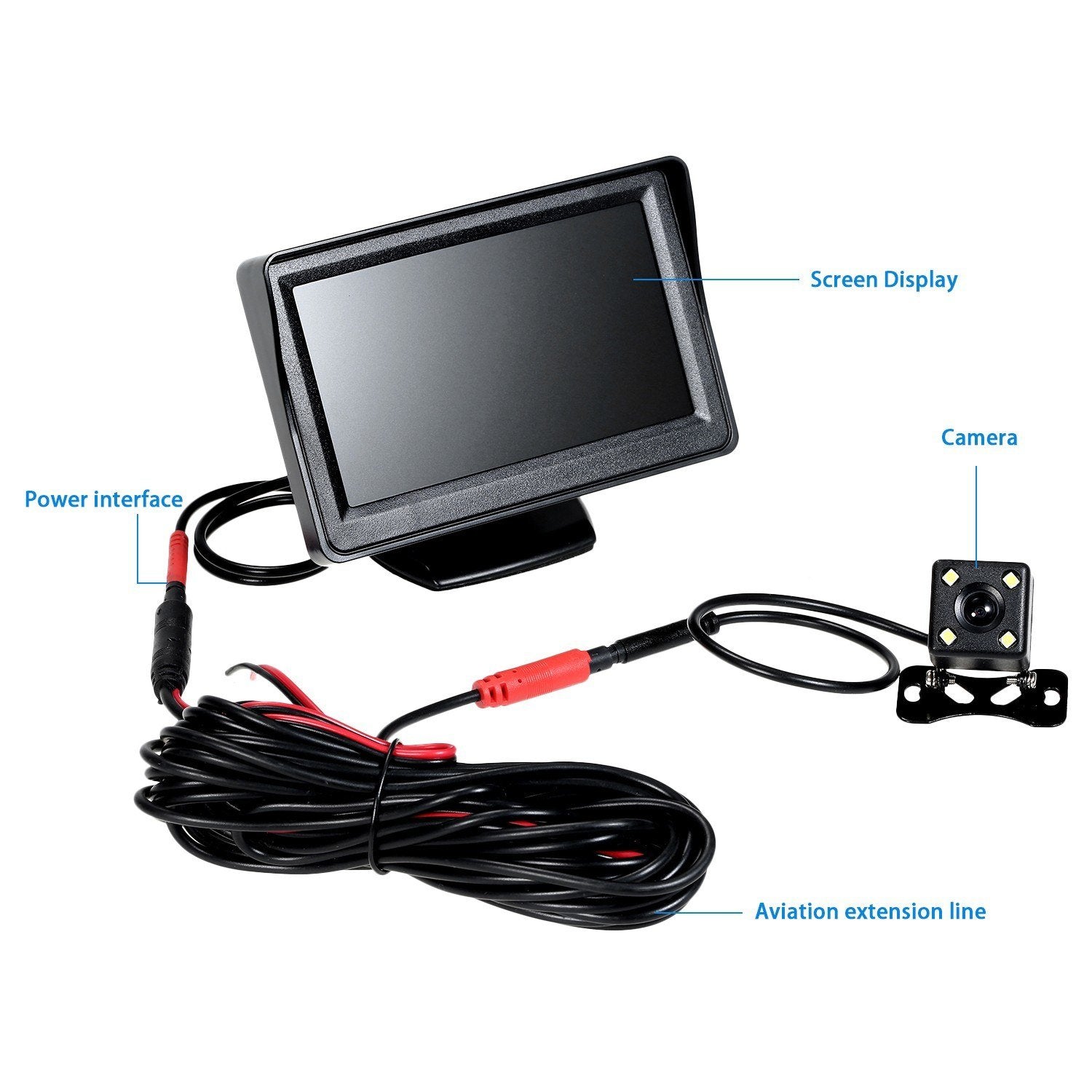4.3'' TFT LCD Monitor Car Vehicle Backup Camera Parking System Rear View Night Vision