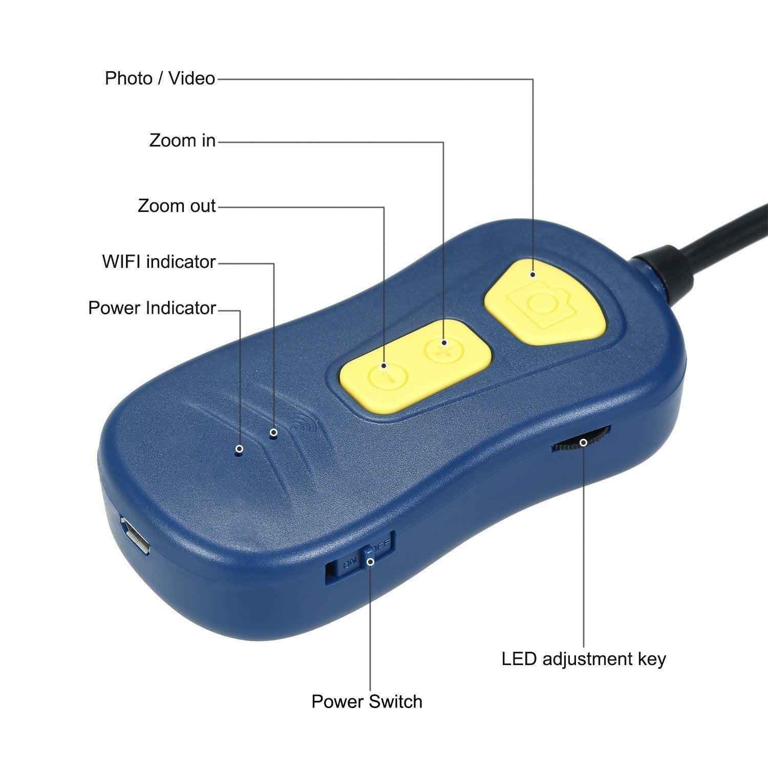 Wireless Endoscope WiFi Borescope Snake Camera IP67 Waterproof HD Inspection with 6 LED Lights