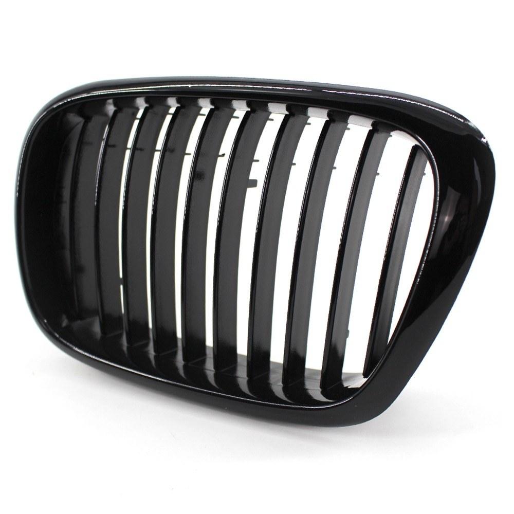 2PCs Gloss Black Front Bumper Hood Kidney Grille Racing Replacement for BMW 5-Series E39 M5 1999-2003