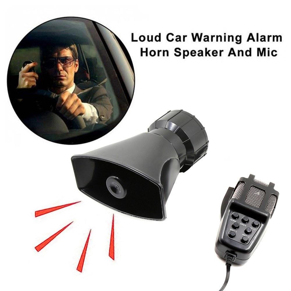 Car Megaphone 5 Tone Alarm Horn 12V 110dB Loud Speaker Fire Ambulance Blaring Police Siren