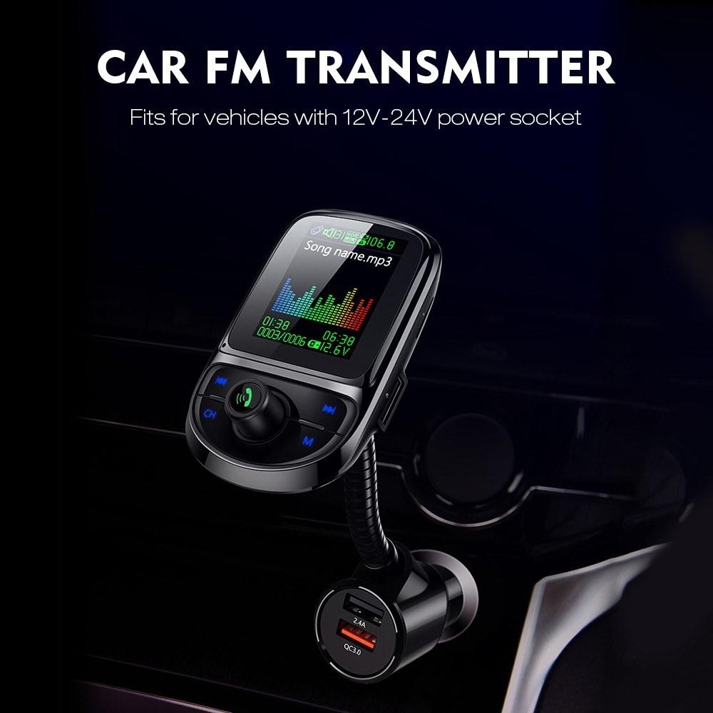 1.8 Inch Car FM Transmitter Multi-functional MP3 Player with Dual USB Charging Port