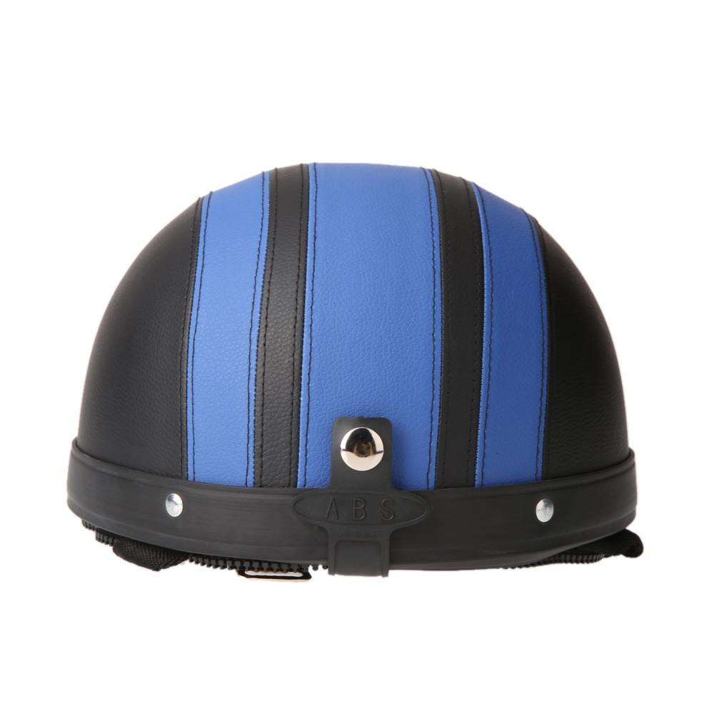 Motorcycle Scooter Open Face Half Leather Helmet with Visor UV Goggles Retro Vintage Style 54-60cm