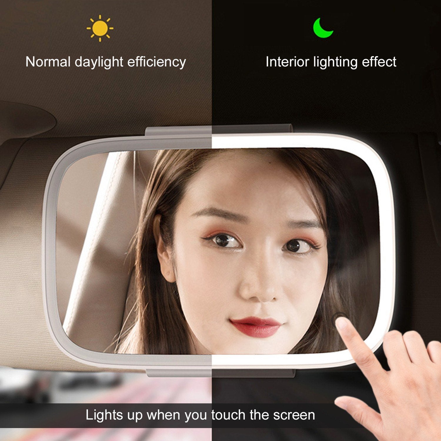 Car Mirror with LED Lights Makeup Sun-shading Cosmetic Adjustable Vanity Clip