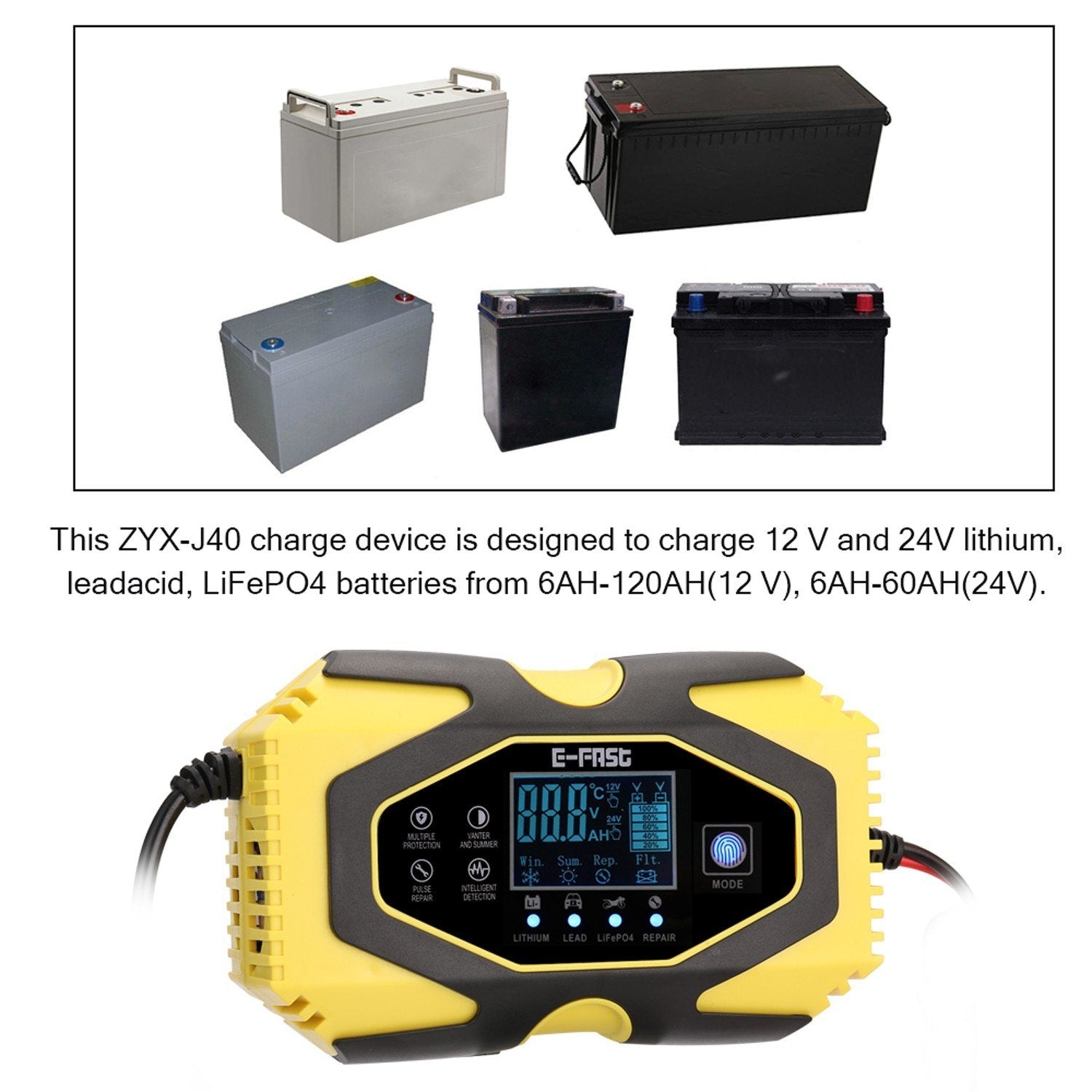 12V6A-24V3A Automatic Pulse Repairing Battery Charging Device