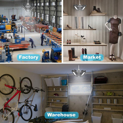 150W Deformable LED Garage Lights, 6000-6500K Super Bright for Garages, Workshop, Workbench, Barn, Warehouse