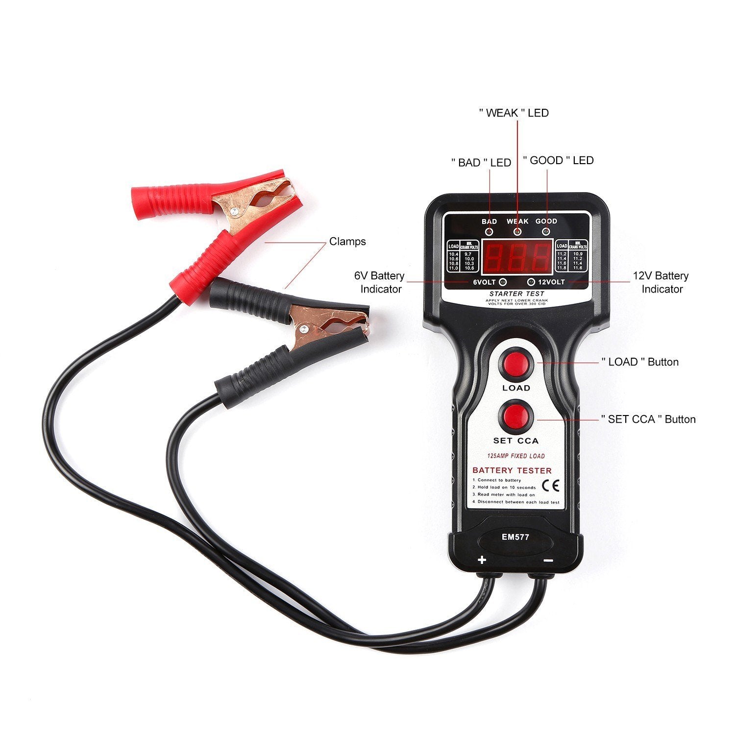 Automotive Digital Battery Tester Load Checker Charging Voltage Test Tool Car Universal Fault Diagnosis