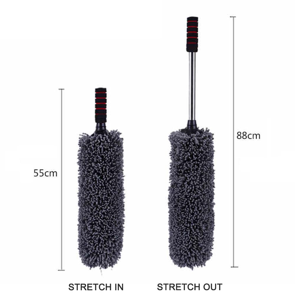 Microfibre Wheel Brush Dust-cleaning Large Grey Round Telescopic Rod 360 Degree