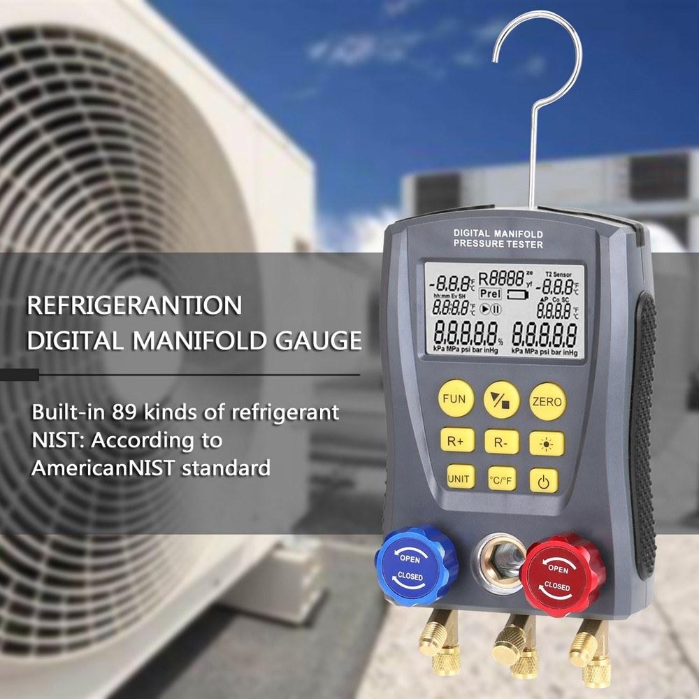 Pressure Gauge Refrigeration Digital Vacuum Manifold Tester Heating Ventilation And Air Conditioning Temperature Valve Kit