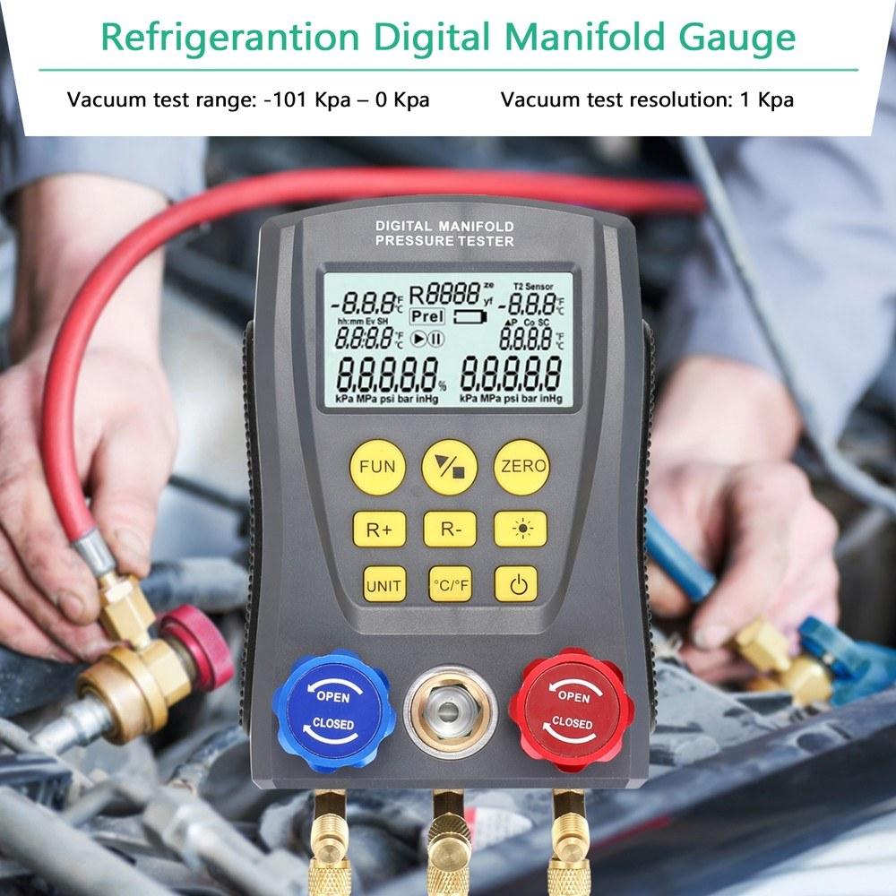 Pressure Gauge Refrigeration Digital Vacuum Manifold Tester Heating Ventilation And Air Conditioning Temperature Valve Kit