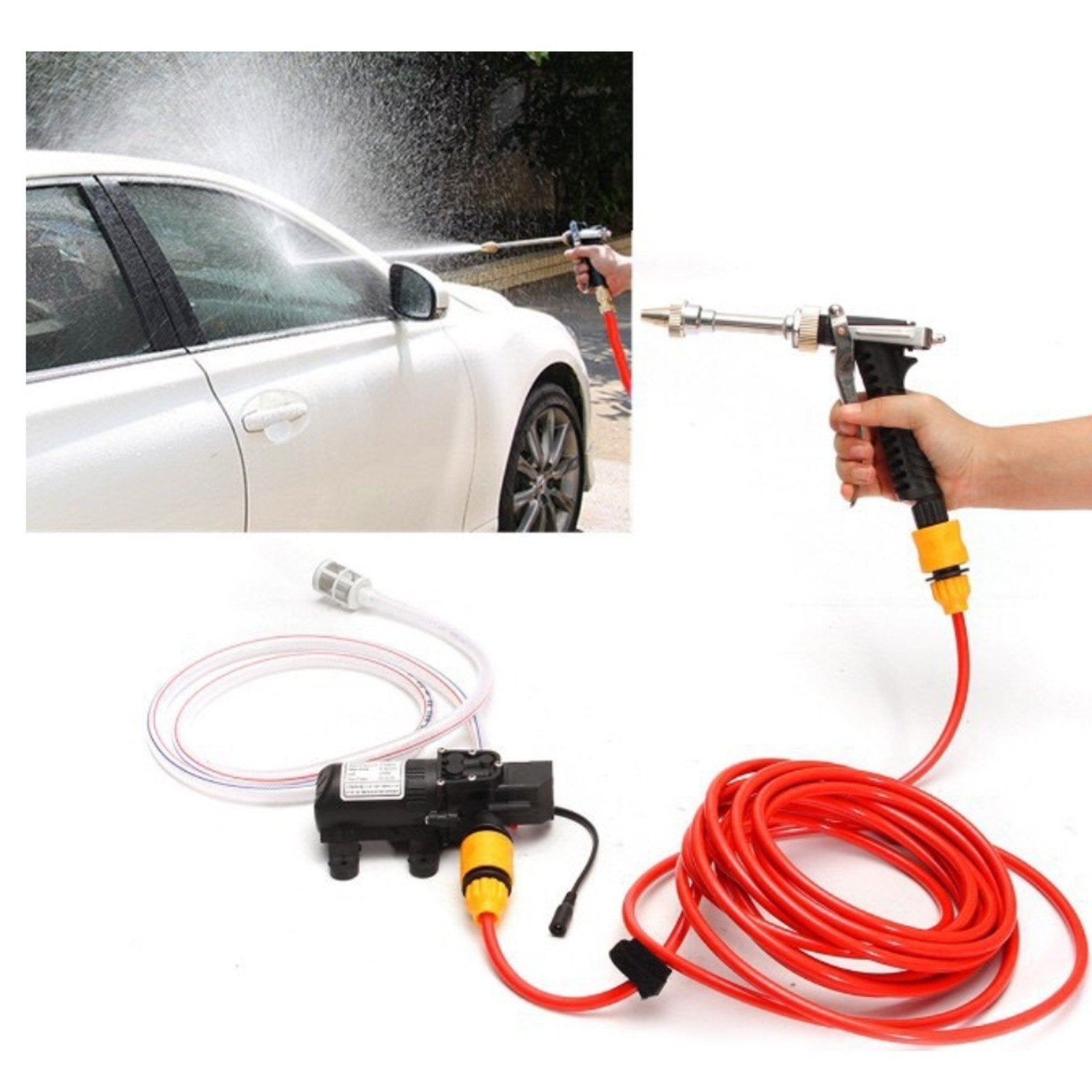 12V Portable Car High Pressure Washer Water Pump Jet Wash Cleaner Hose Van Kit