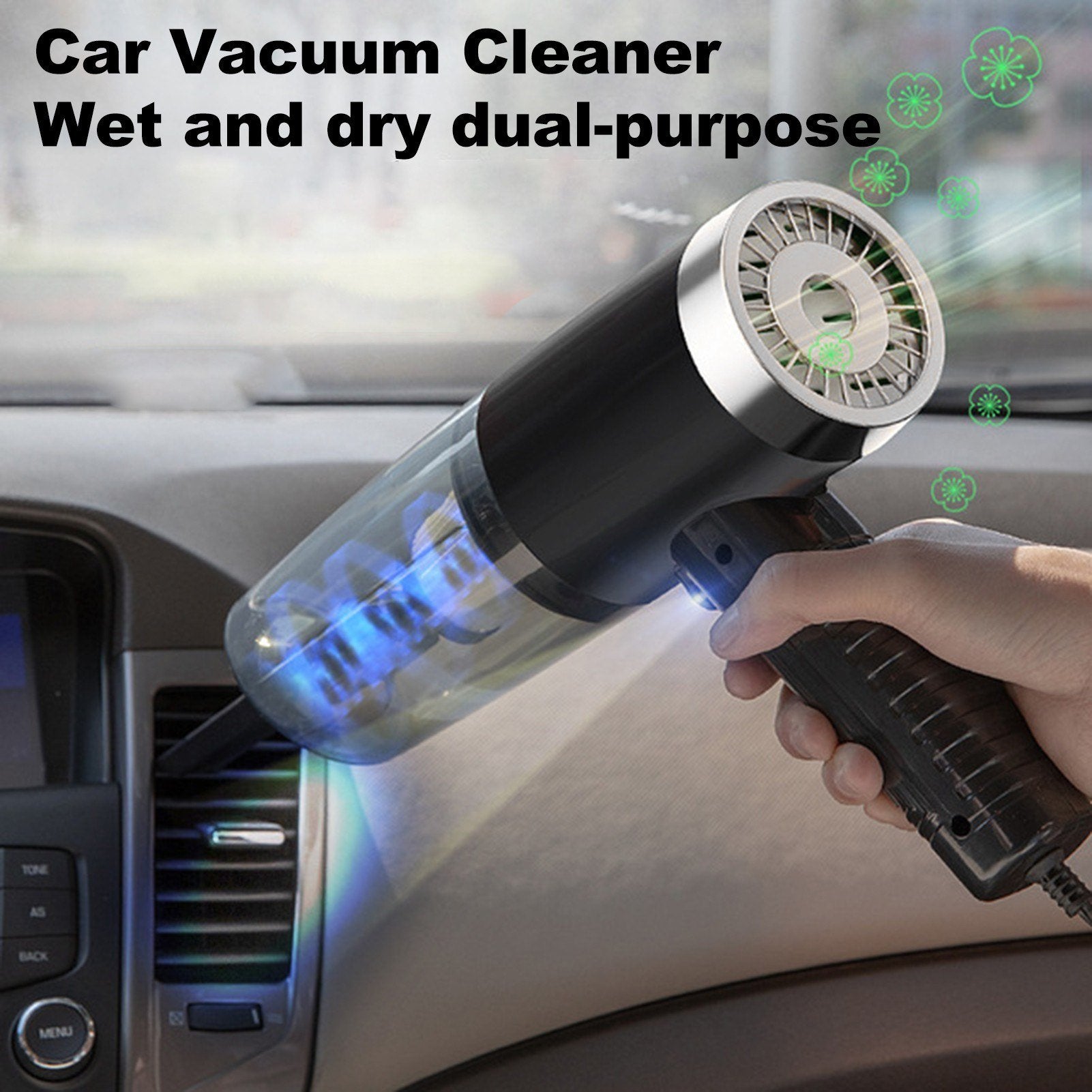High Power Suction Car Vacuum Cleaner Wet Dry Handheld Built-in Aromatherapy 12V 120W