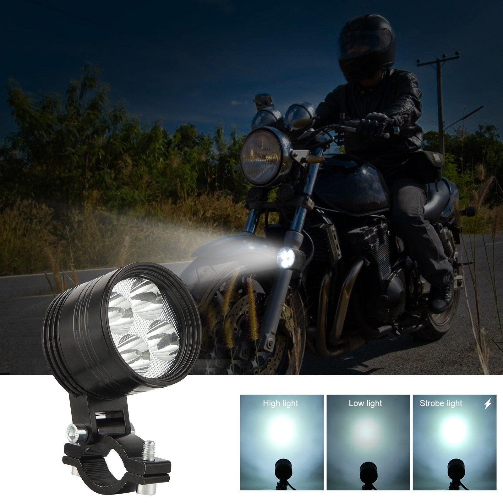 Super Bright White Motorcycle 36W LED Spotlight Headlight Waterproof 1pc