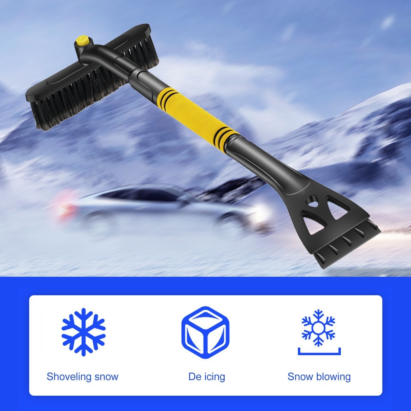 3-in-1 Car Cleaning Brush Ice Scraper Detachable Snow Shovel Dust Remove