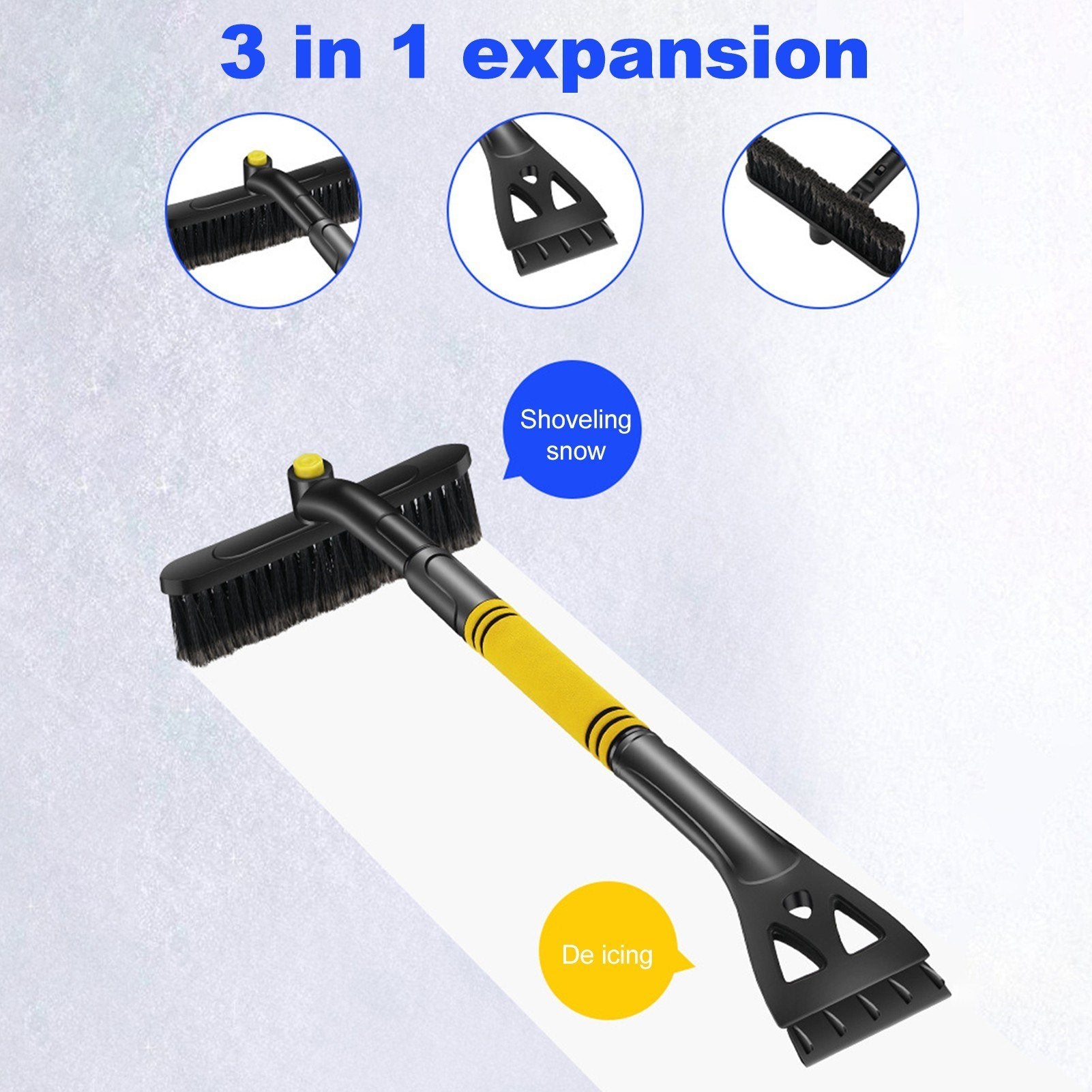 3-in-1 Car Cleaning Brush Ice Scraper Detachable Snow Shovel Dust Remove