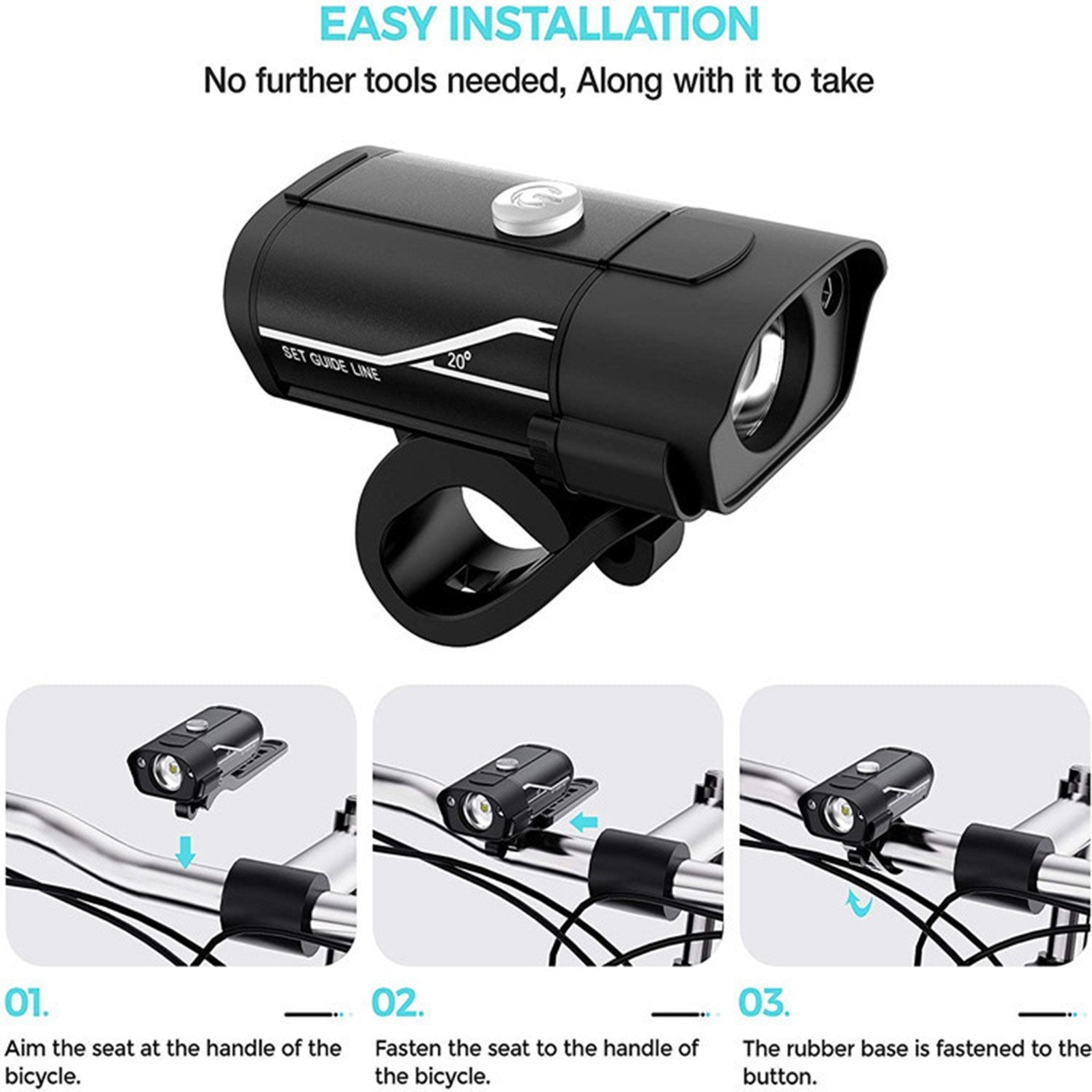 USB Rechargeable Bike Headlight and Back Light Set