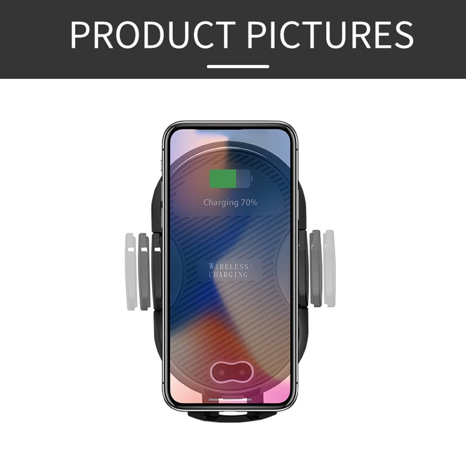 Wireless Charger Car Infrared Sensing Automatic Retractable Clip Fast Charging Compatible for iPhone Xs Max/XR/X/8/8Plus
