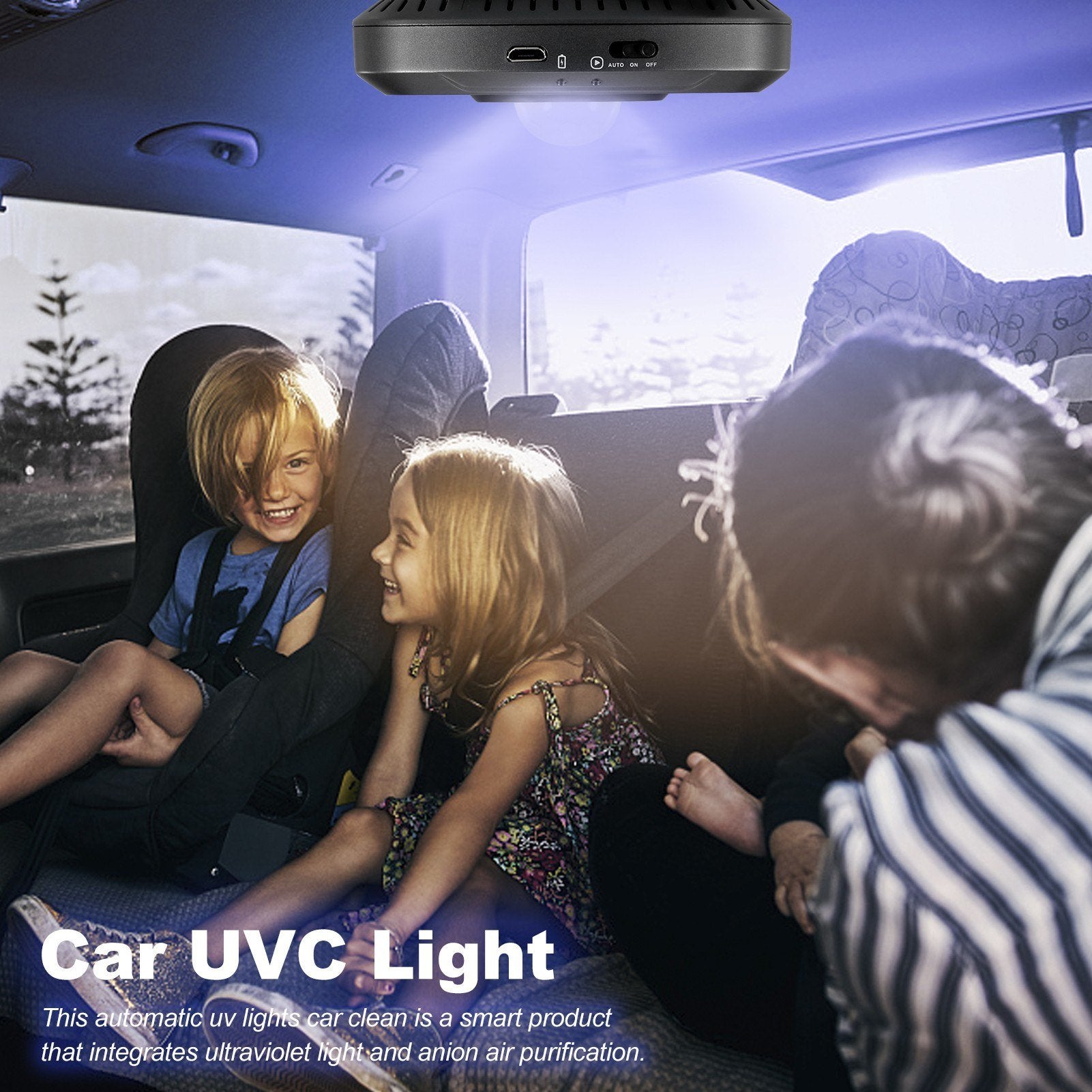 Automatic Car UV Clean Light with Infrared Sensor Rechargeable for House Kitchen Wardrobe