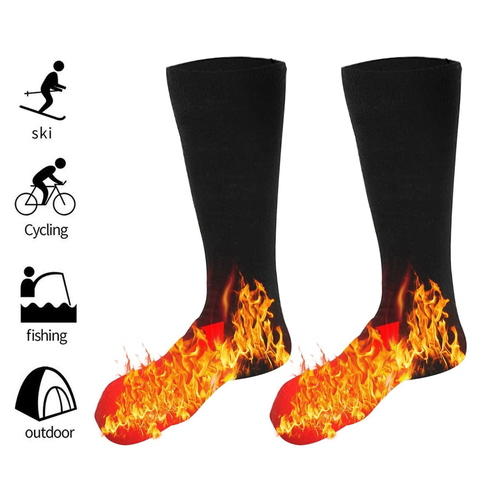 3.7V Heated Socks Foot Warmers Electric Heating Washable Battery for Winter Skiing Hiking Fishing Riding