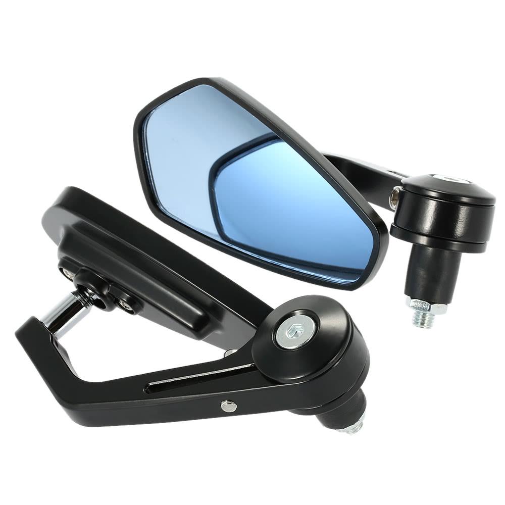Pair of Motorcycle End Bar Rearview Mirror Universal 7/8" Handle 360°Swivel & Angle Adjustable