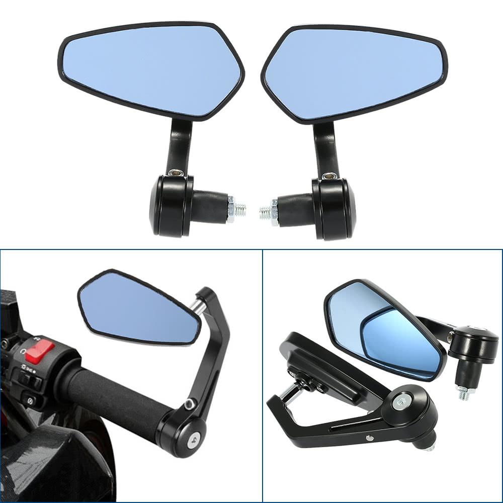 Pair of Motorcycle End Bar Rearview Mirror Universal 7/8" Handle 360°Swivel & Angle Adjustable