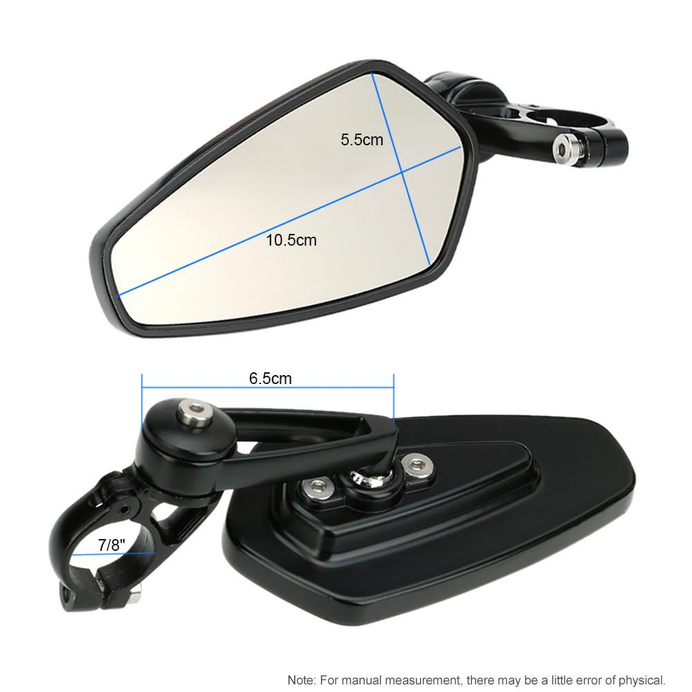 Pair of Motorcycle Universal 7/8" Handle Bar End Rearview Mirror CNC Aluminum 360° Rotation