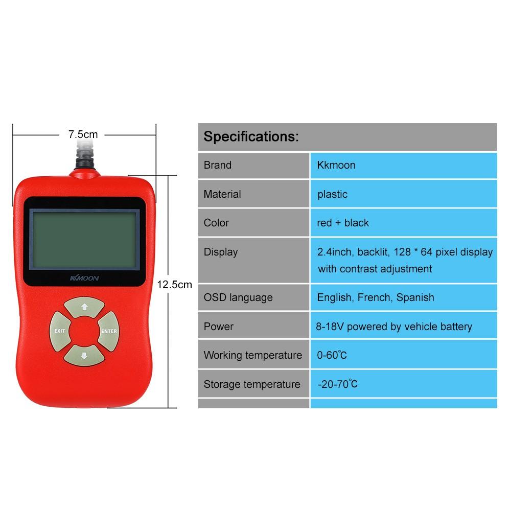 OBDII EOBD Car Diagnostic Scan Tool Code Read Scanner Trouble Codes