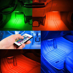 4 in 1 Wireless Remote Control Interior Atmosphere Light Bar Car Floor Dash LED Decoration Lamp Kit 12V