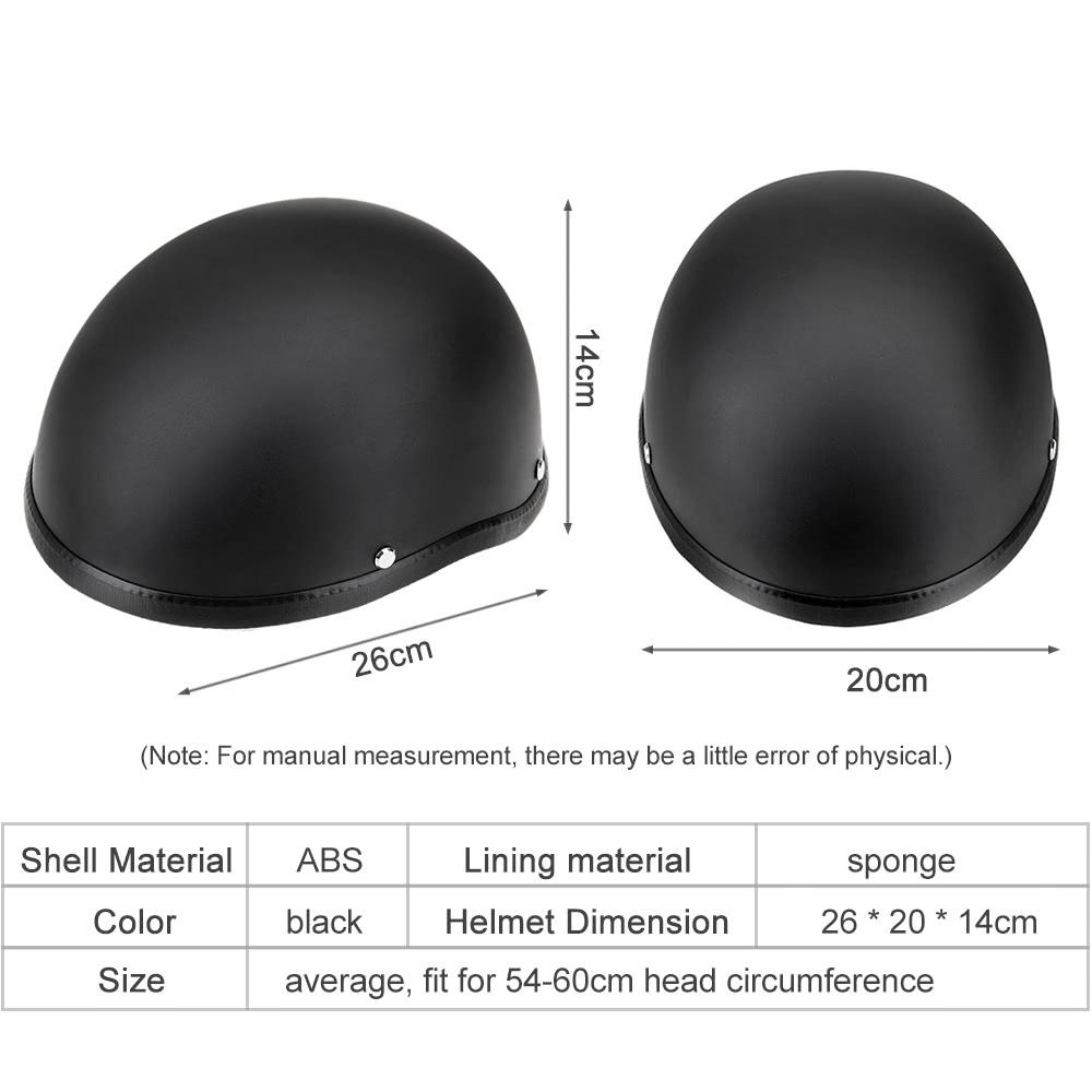 Motorcycle Half Open Face Helmet Matt Black Protection Shell for Scooter Bike