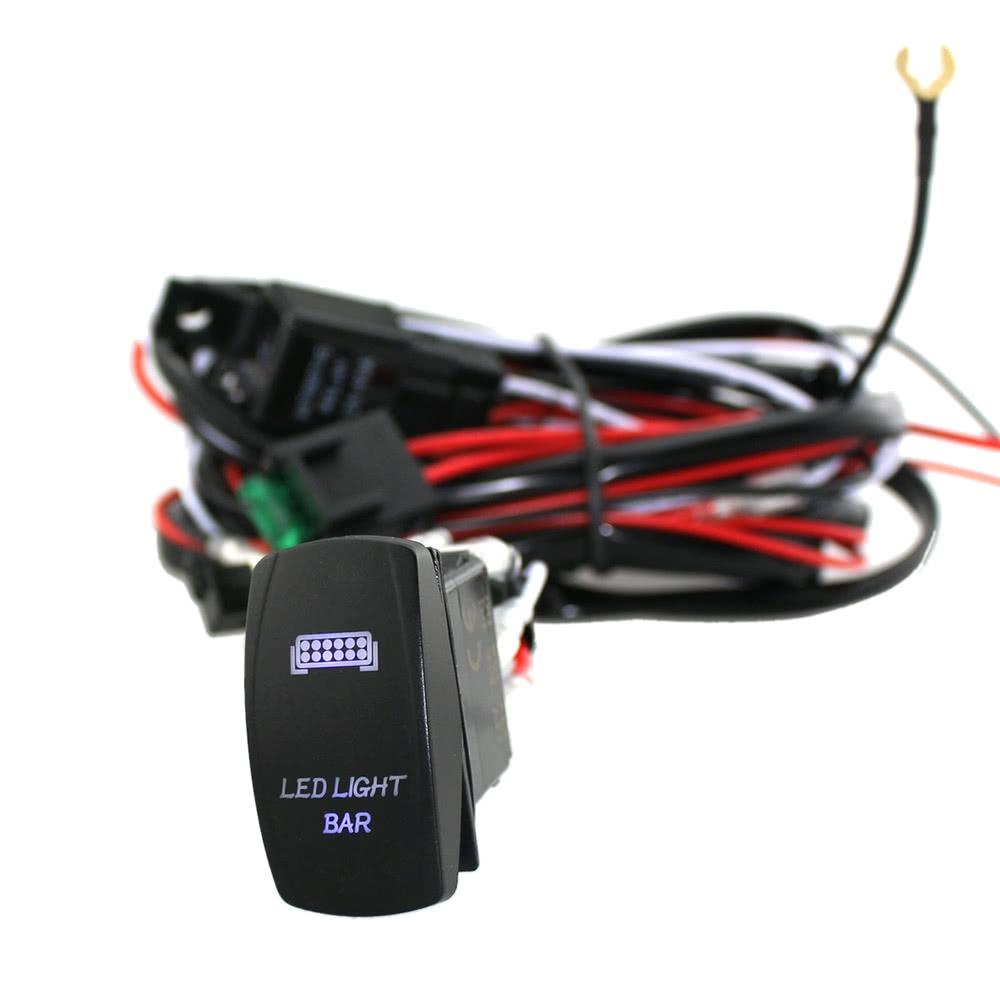 LED Light Bar Rocker On/Off Switch with Relay Wiring Harness Kit 12V 40A for Jeep RV Boat Trailer