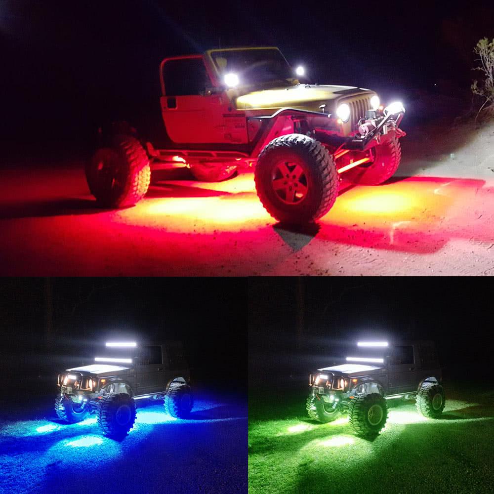 4PCs 12V RGB LED Rock Lights for Jeep Off Road SUV Truck