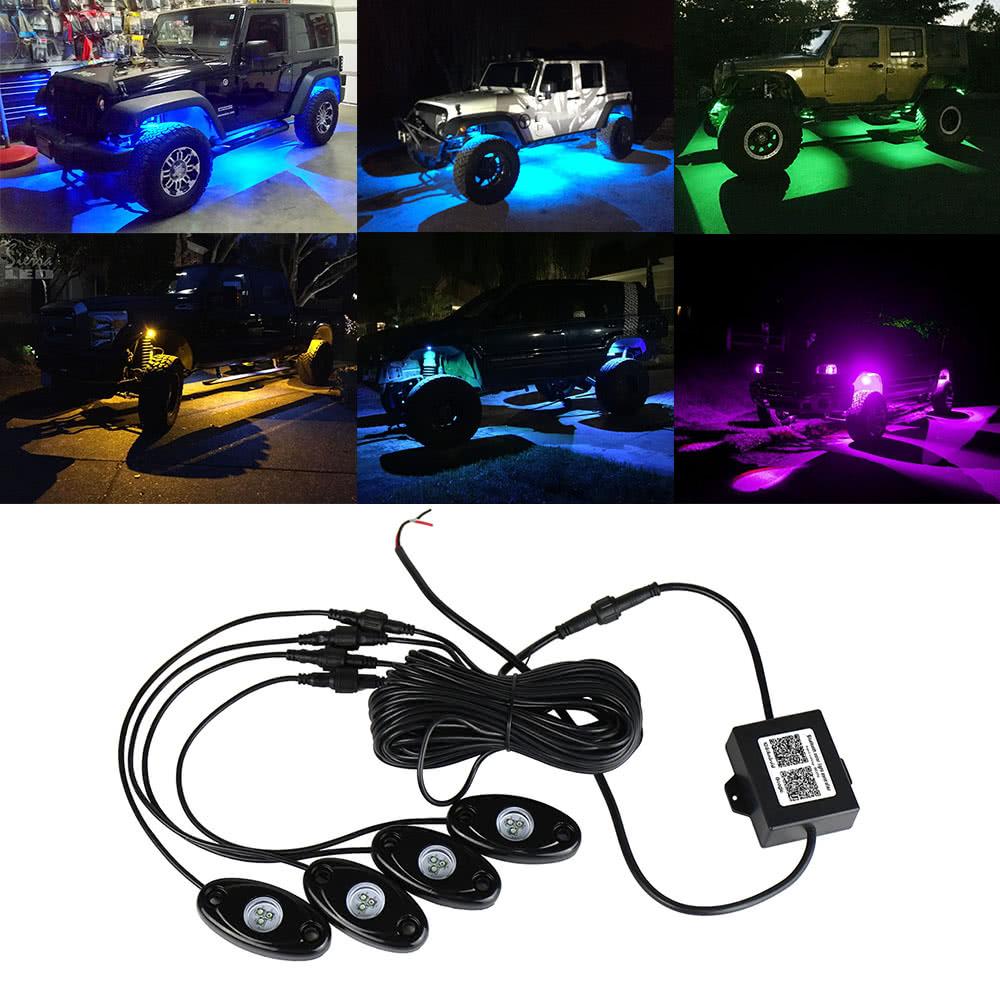 4pcs 12V RGB LED Rock Lights for Jeep Off Road SUV Truck