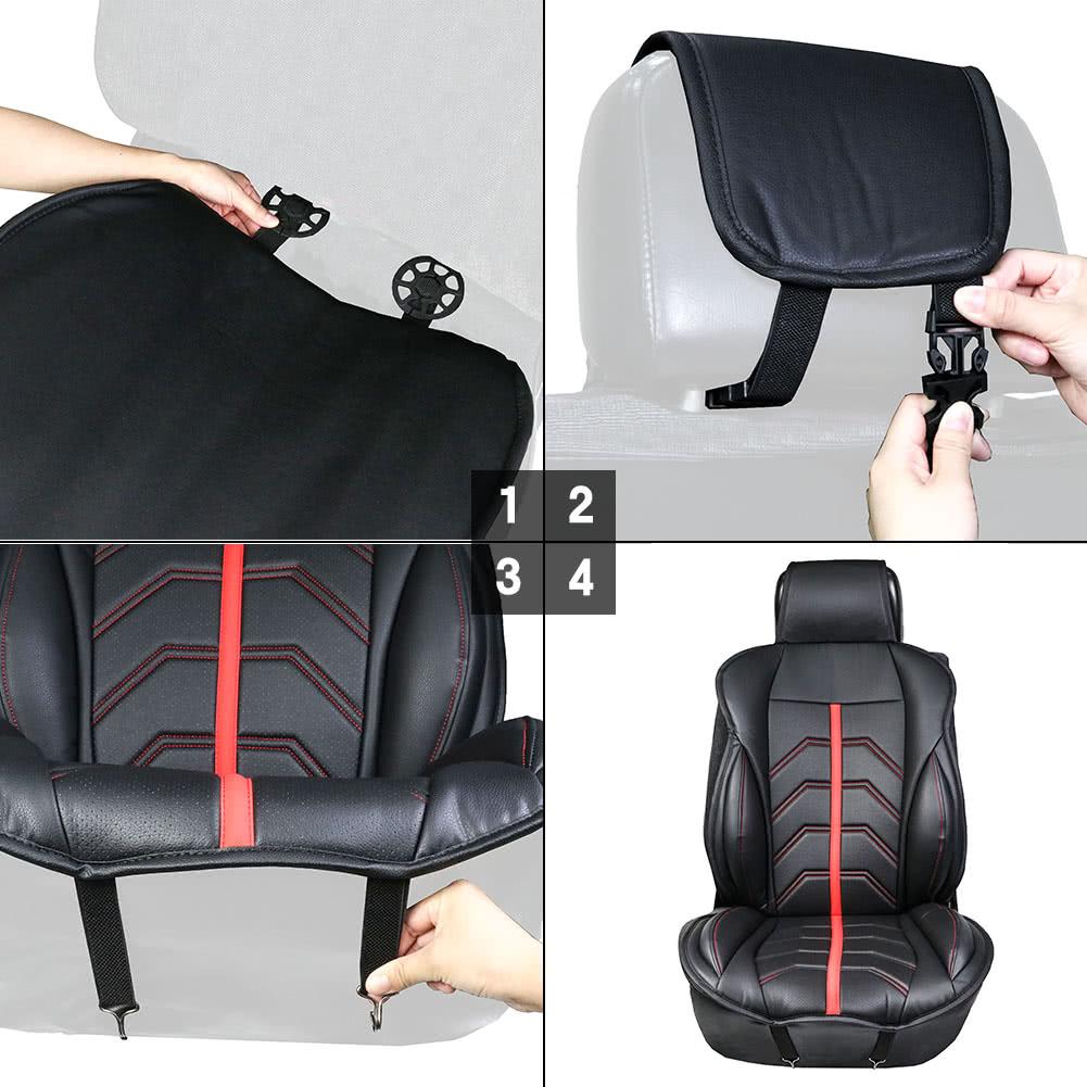 PU Leather Universal Front Single Car Seat Covers Cushion Pack 1