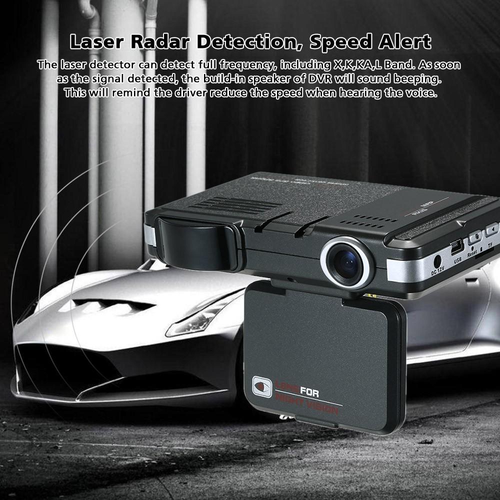 Anti Radar Detector Car DVR 2 in 1 720P Dash Cam Speed with Full Band Mute Button Loop Recording G-Sensor