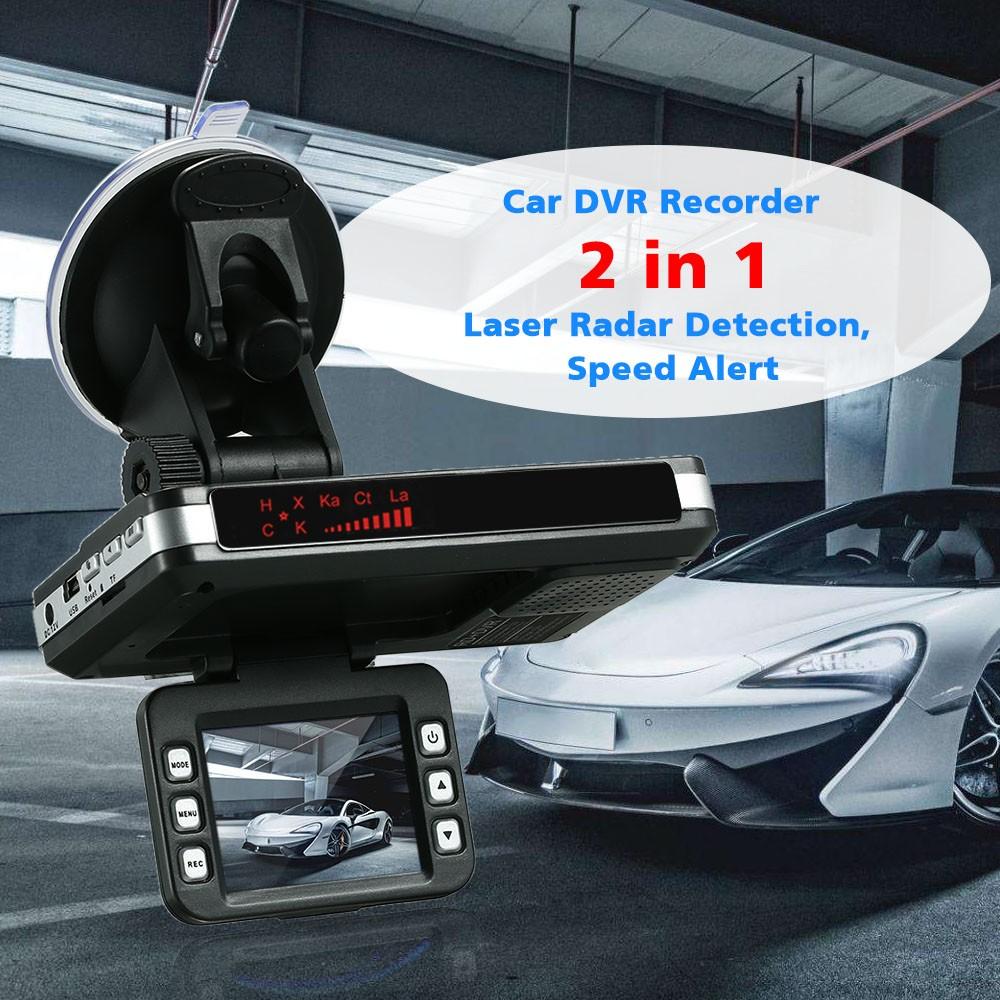 Anti Radar Detector Car DVR 2 in 1 720P Dash Cam Speed with Full Band Mute Button Loop Recording G-Sensor