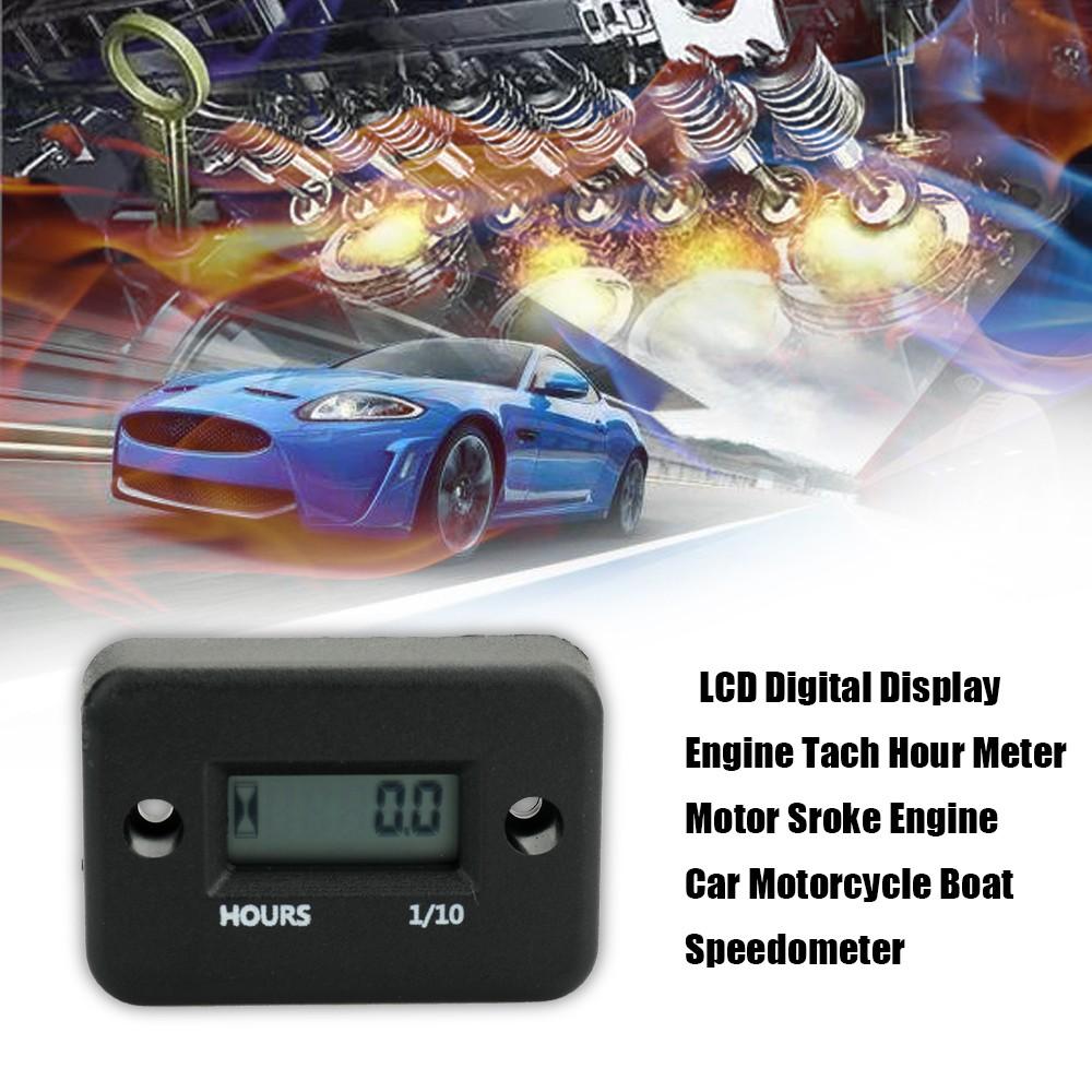 Waterproof LCD Digital Display Engine Tach Hour Meter Motor Sroke Car Motorcycle Boat Speedometer