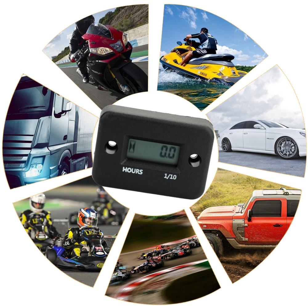 Waterproof LCD Digital Display Engine Tach Hour Meter Motor Sroke Car Motorcycle Boat Speedometer