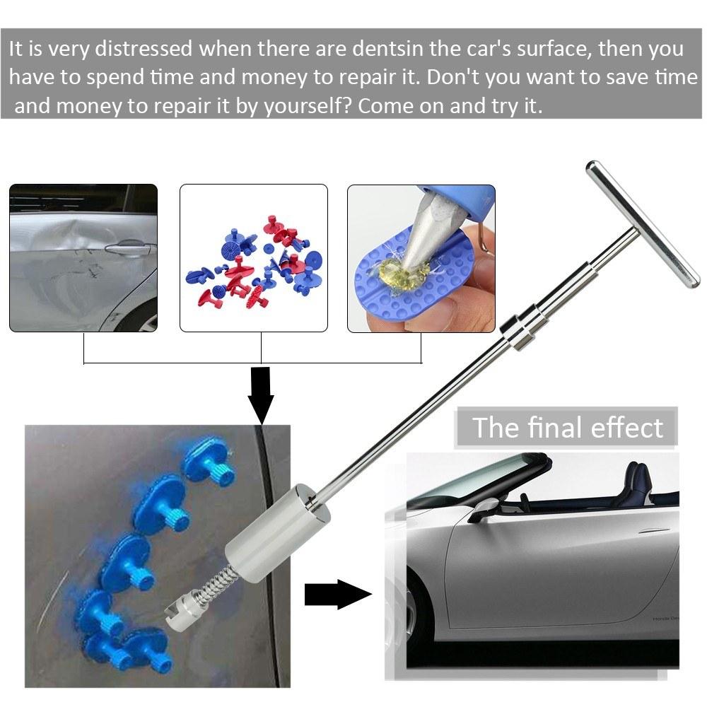 31pcs 2-in-1 Two Ways Puller Slide Hammer Tabs Suction Cup Hand of Cars Paintless Dent Repair Tools
