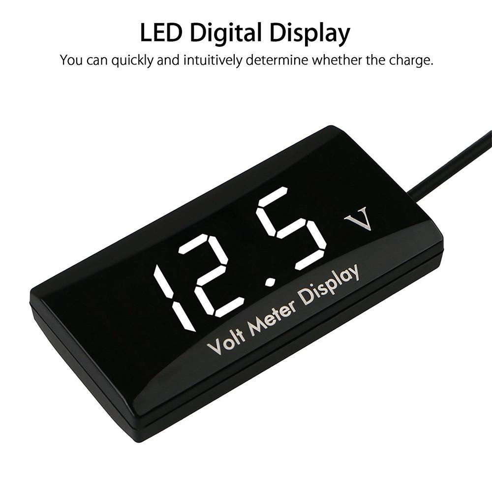 Digital LED Display Panel Meter Voltmeter Car Motorcycle Voltage Gauge for Vehicle 12V