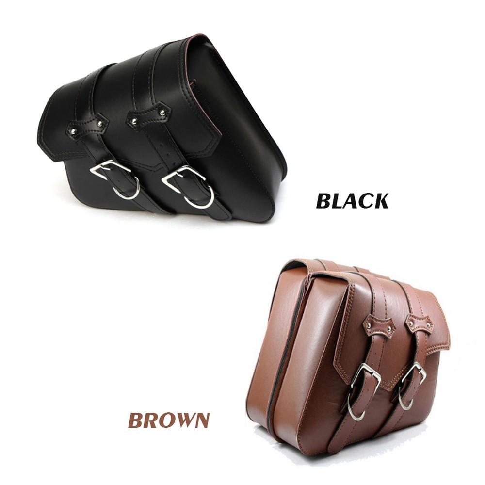 Motorcycle Luggage Autobike Pouch Bag PU Leather Side Bags Saddlebags for Motorbike