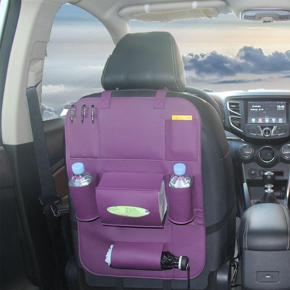 Pu Leather Car Seat Back Organizer Backseat Storage Box