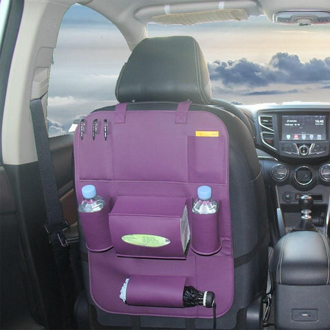 Pu Leather Car Seat Back Organizer Backseat Storage Box