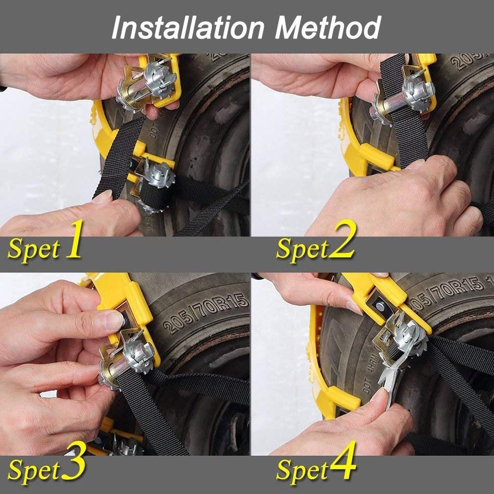 Car Snow Chains Anti Slip Tire 9 Nails Emergency Winter Driving Fits for Universal Cars Truck