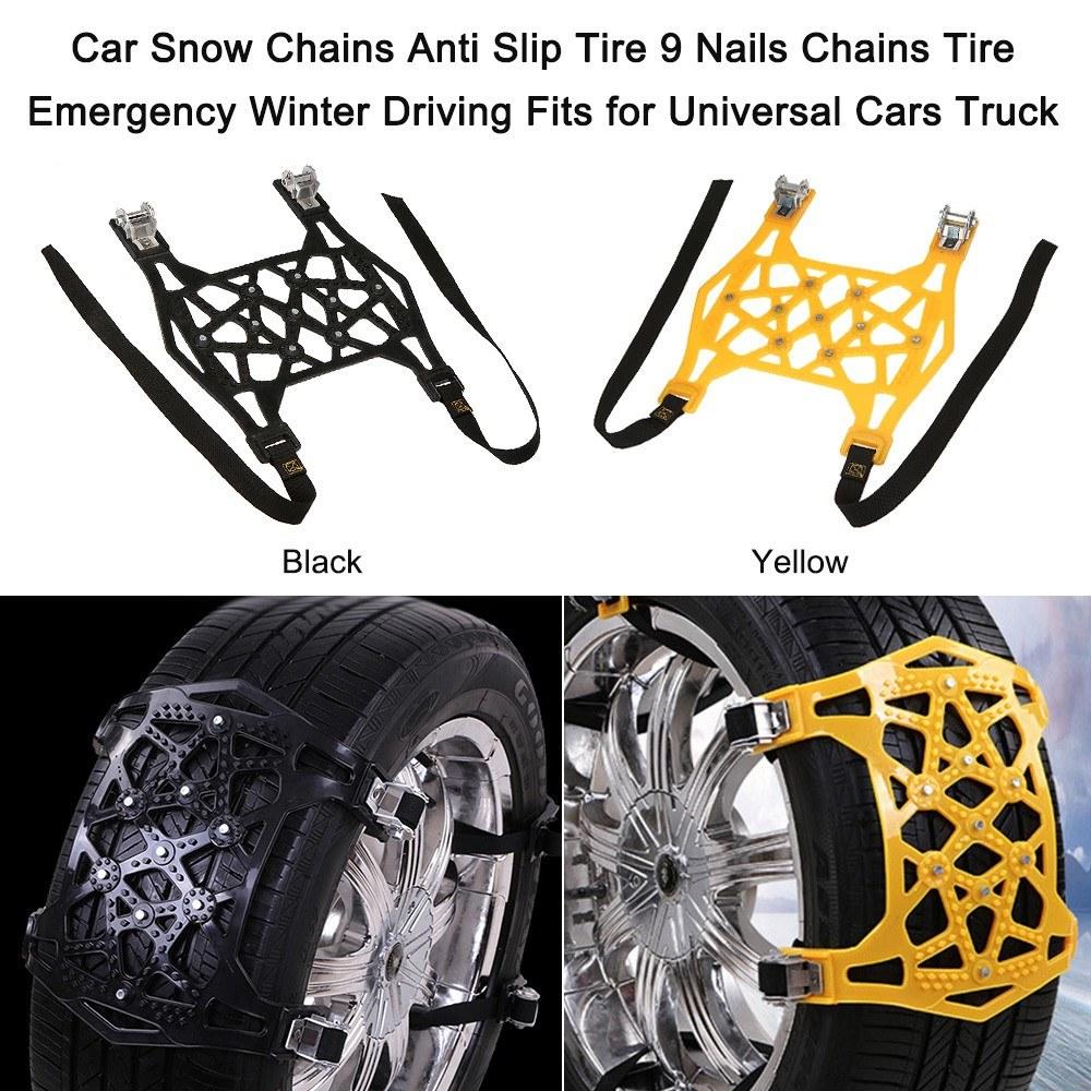 Car Snow Chains Anti Slip Tire 9 Nails Emergency Winter Driving Fits for Universal Cars Truck