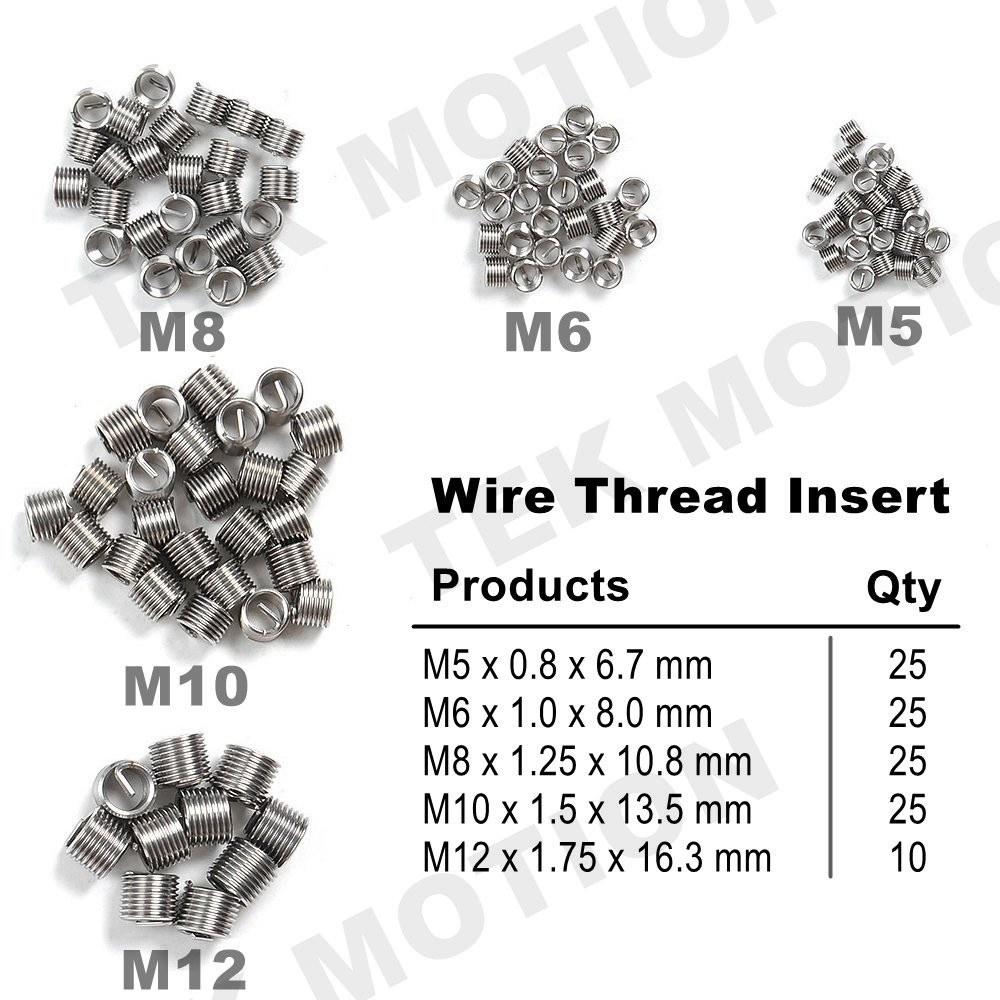 131Pcs Stripped Thread Rethread Helicoil Repair Kit Set Metric M5 M6 M8 M10 M12