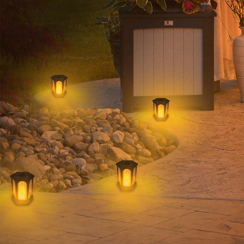 96LED Solar Light Hexagonal Flame Light for Garden Yard Patio Path