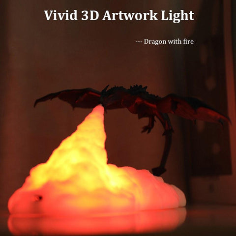 Fire Dragon Lamp Warm Night Light USB Rechargeable Home Decoration 110-220V